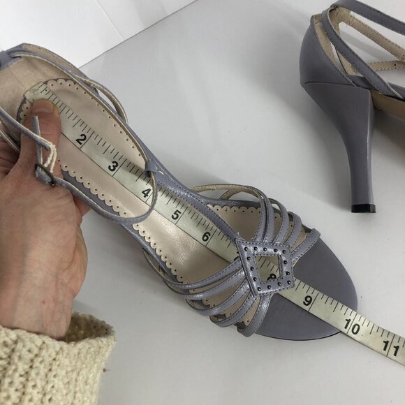 Bisou Bisou Lilac Embellished Diamond Multi-Strap Open Toe 3"‎ Sandal Heels Sz 8 - Picture 13 of 16